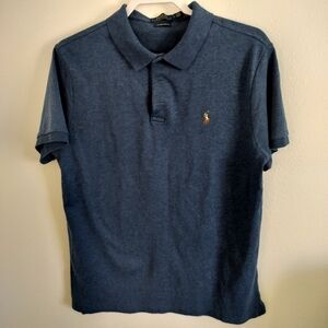Polo Ralph Lauren Mens Custom Slim Fit Polo‎ Sz L Blue Preppy Iconic Collegiate